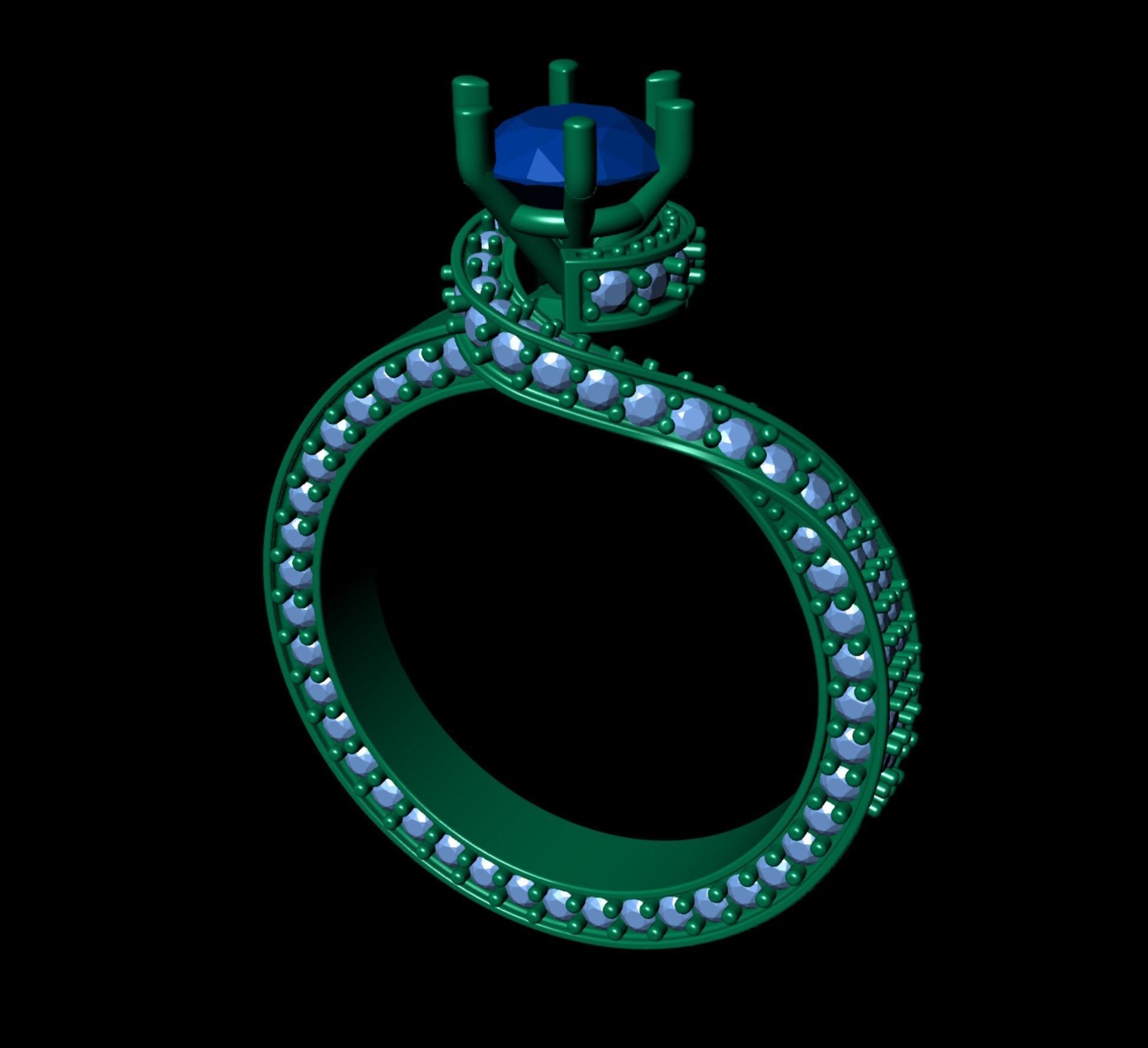 Ribbon Fold Twisted Engagement Ring Princess Cut  3D print model_2