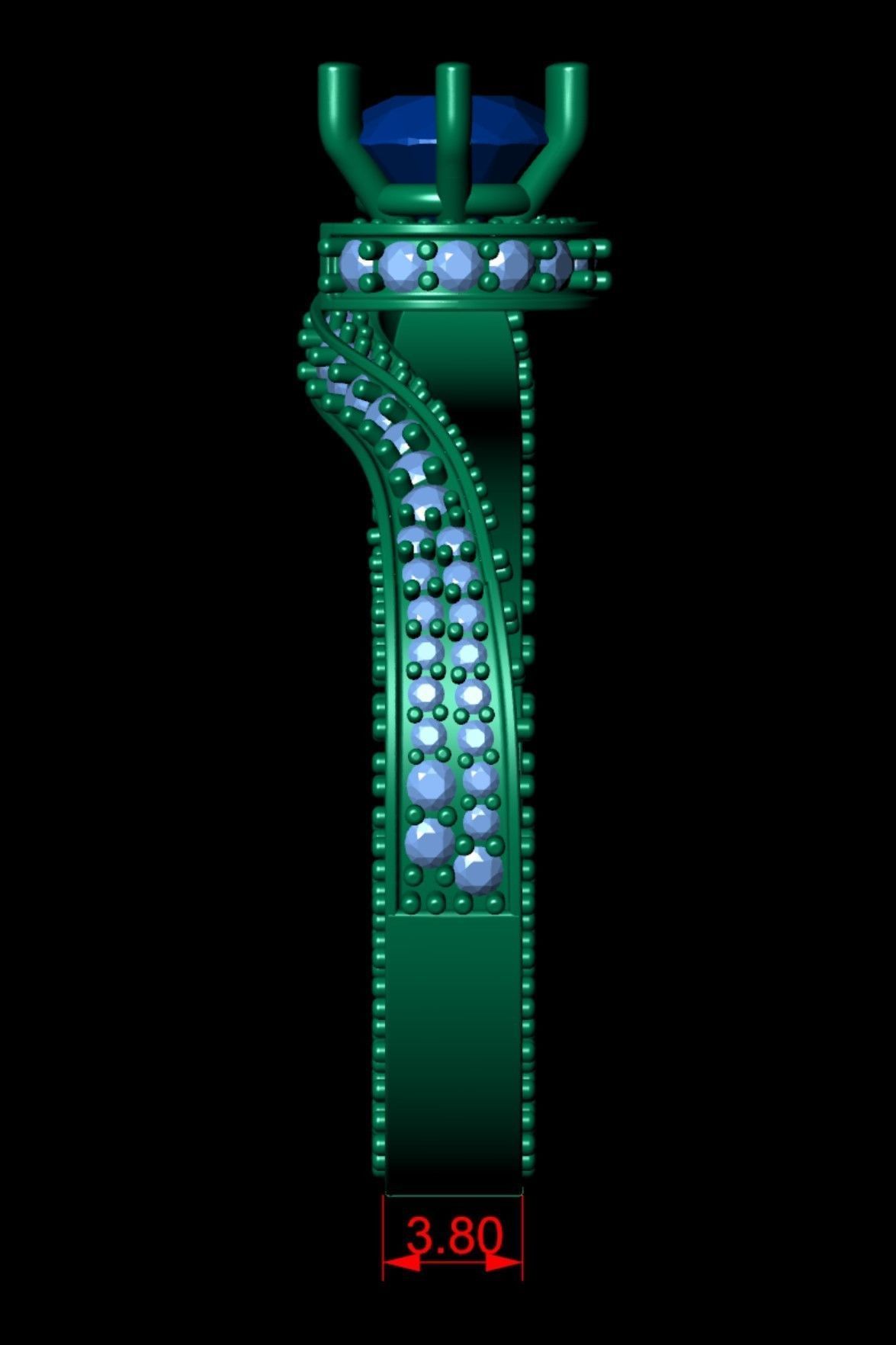 Ribbon Fold Twisted Engagement Ring Princess Cut  3D print model_1