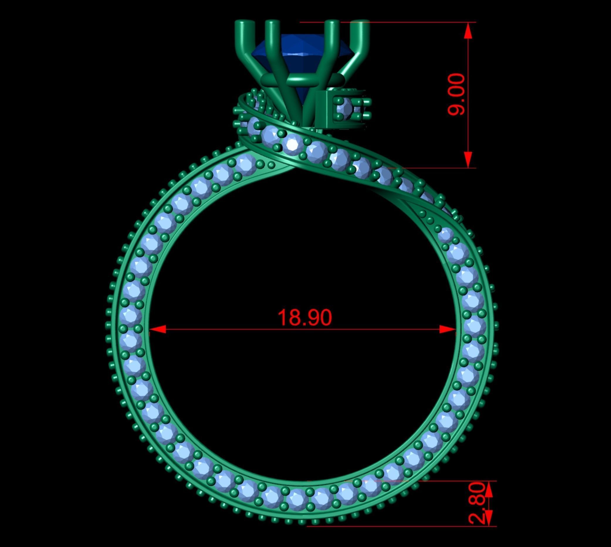 Ribbon Fold Twisted Engagement Ring Princess Cut  3D print model_5