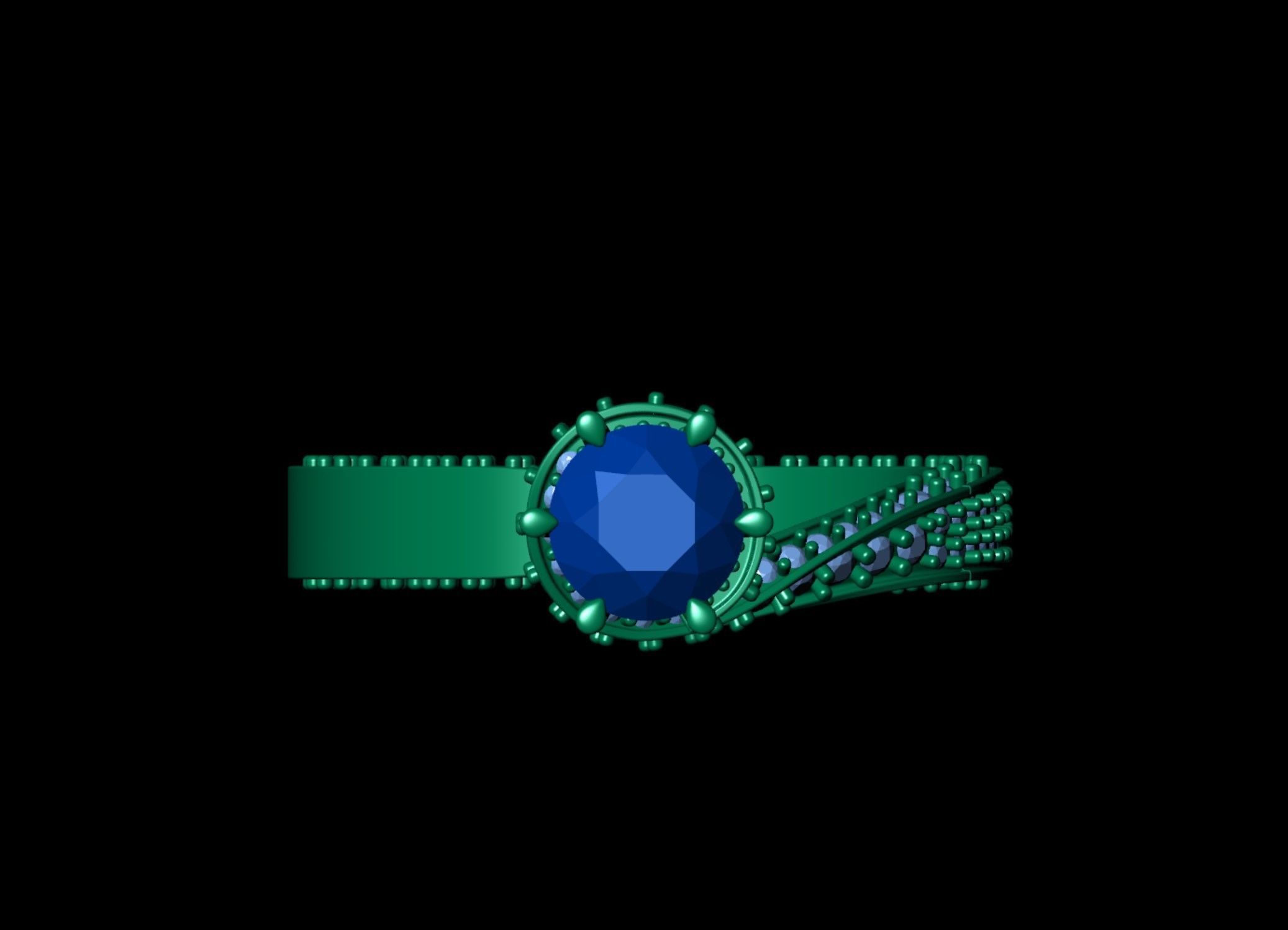 Ribbon Fold Twisted Engagement Ring Princess Cut  3D print model_4