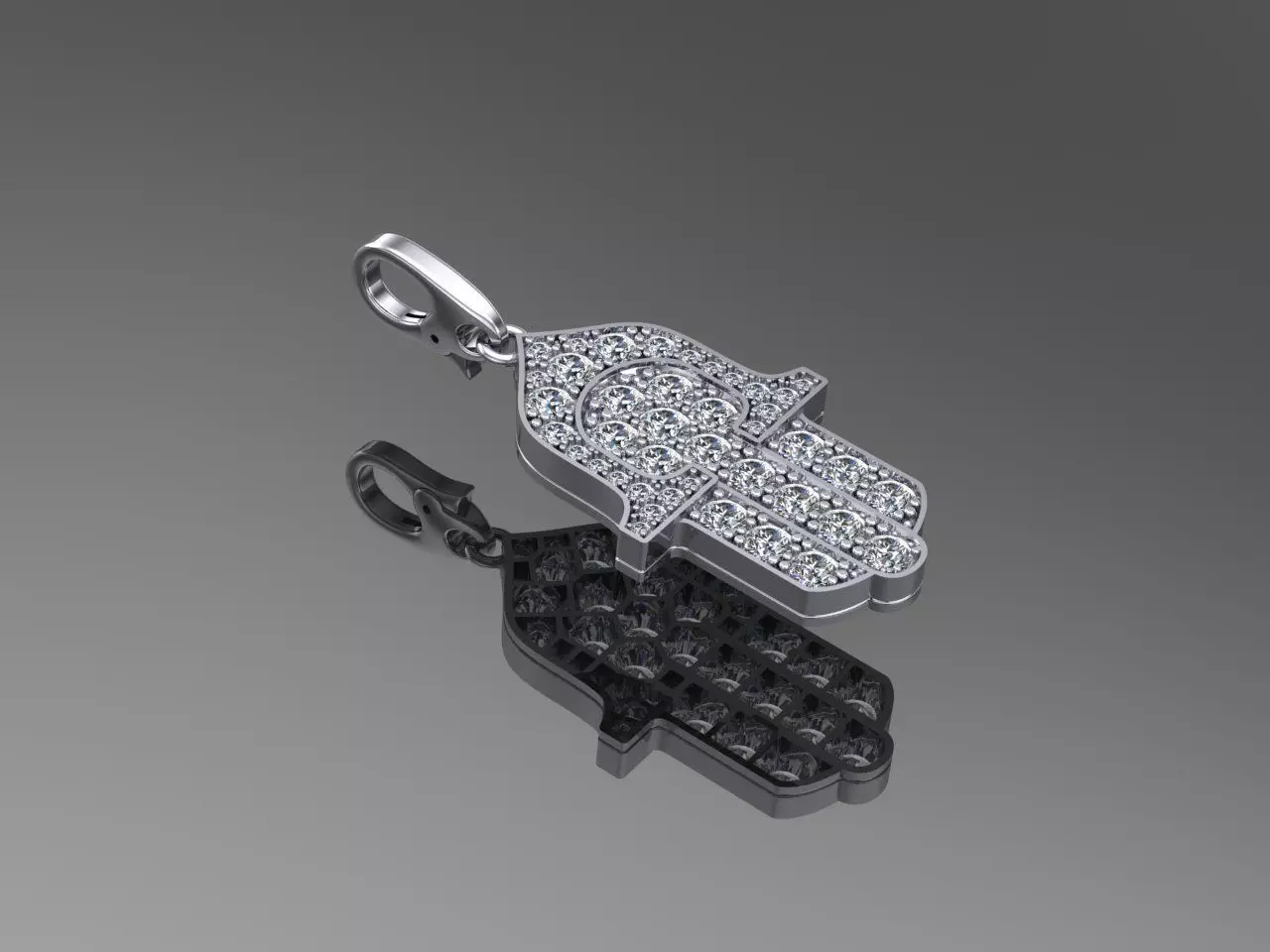gold diamond pendant hand 3D print model