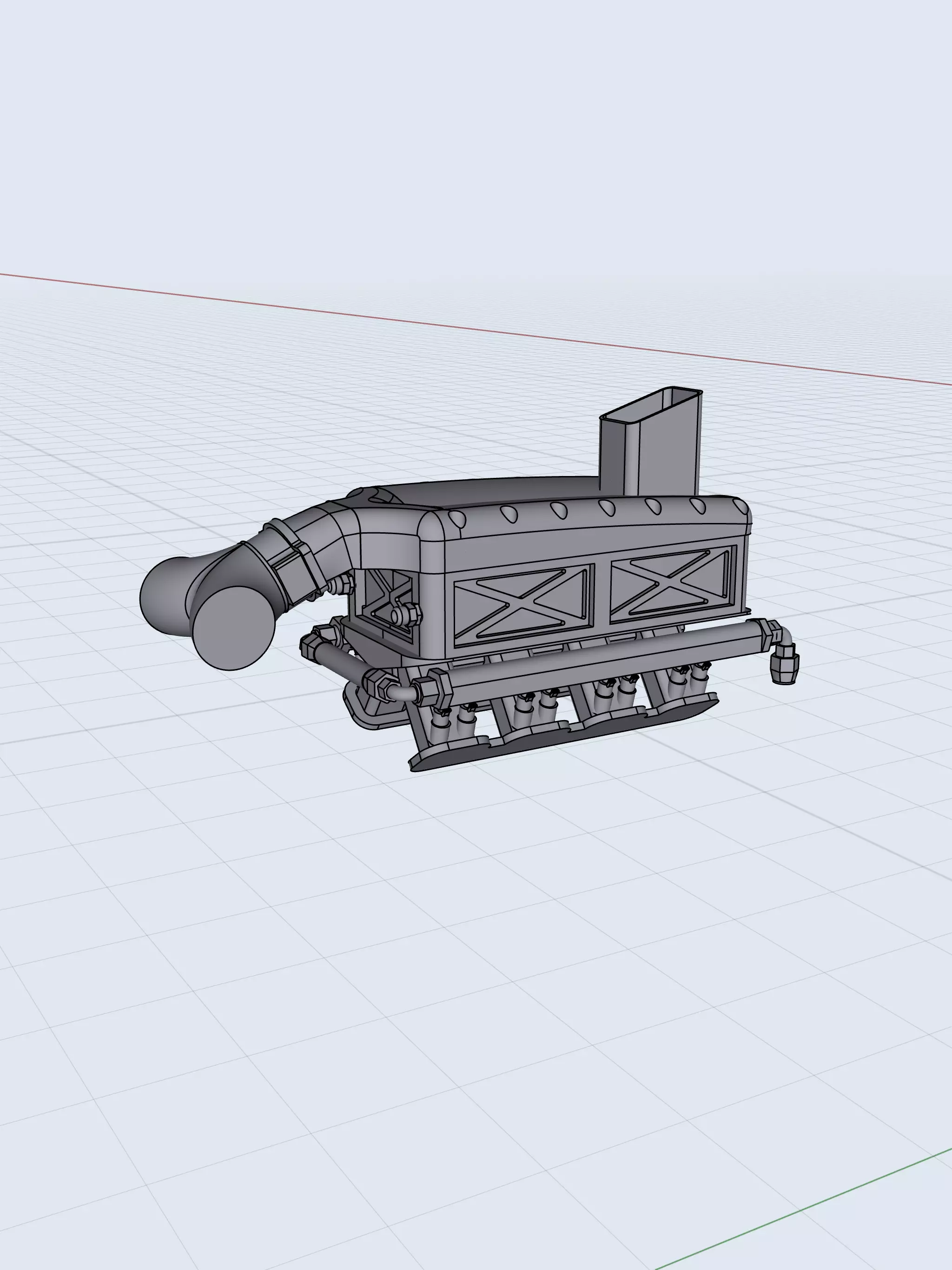 Intercooled Twin Turbo billet Intake Manifold Hemi BBC SBC Drag 3D print model_0