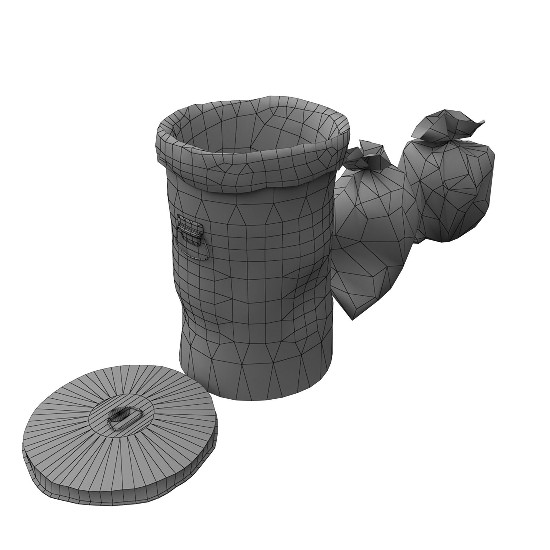 Trash bin and garbage Low-poly 3D model_12