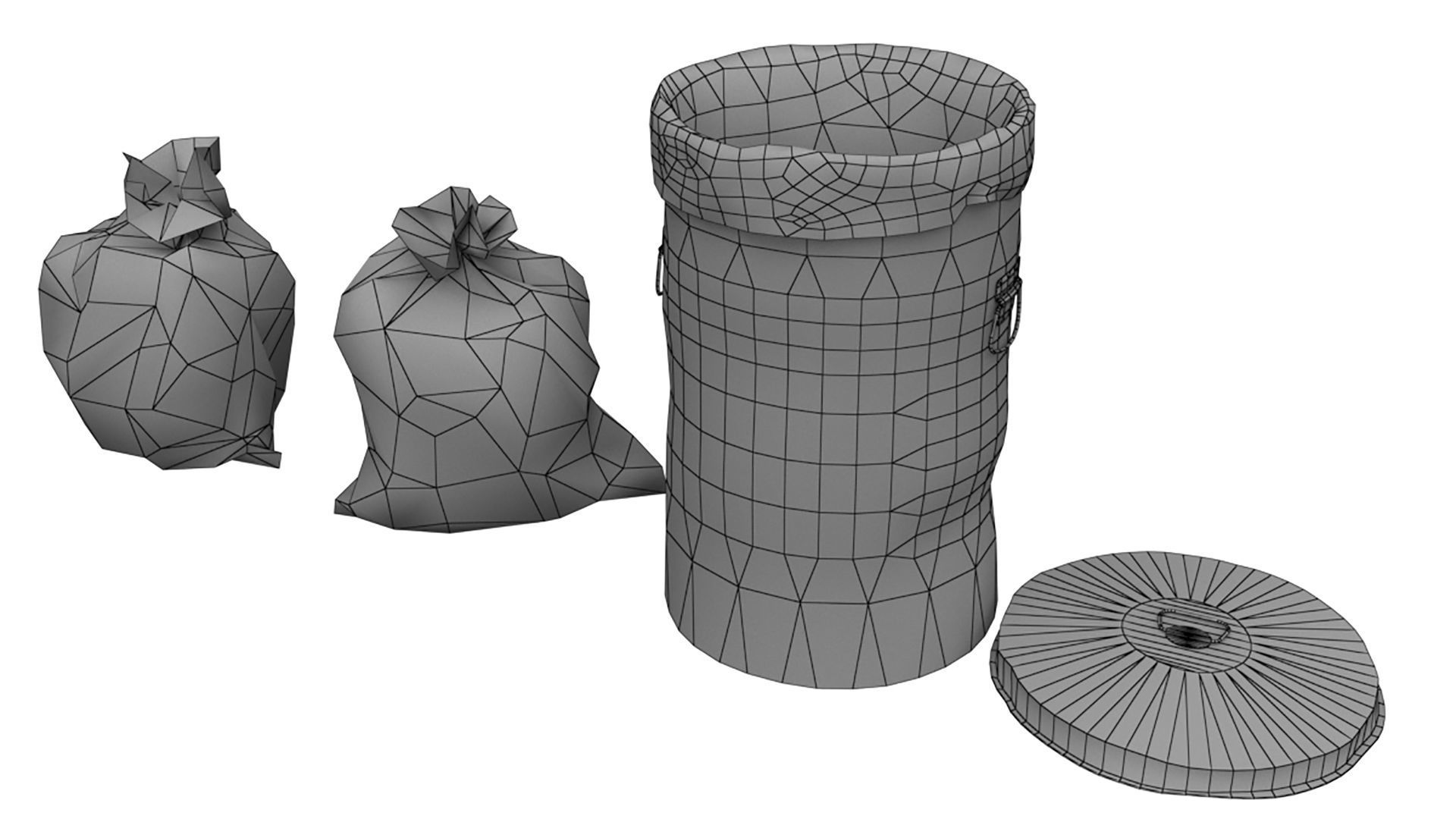 Trash bin and garbage Low-poly 3D model_10