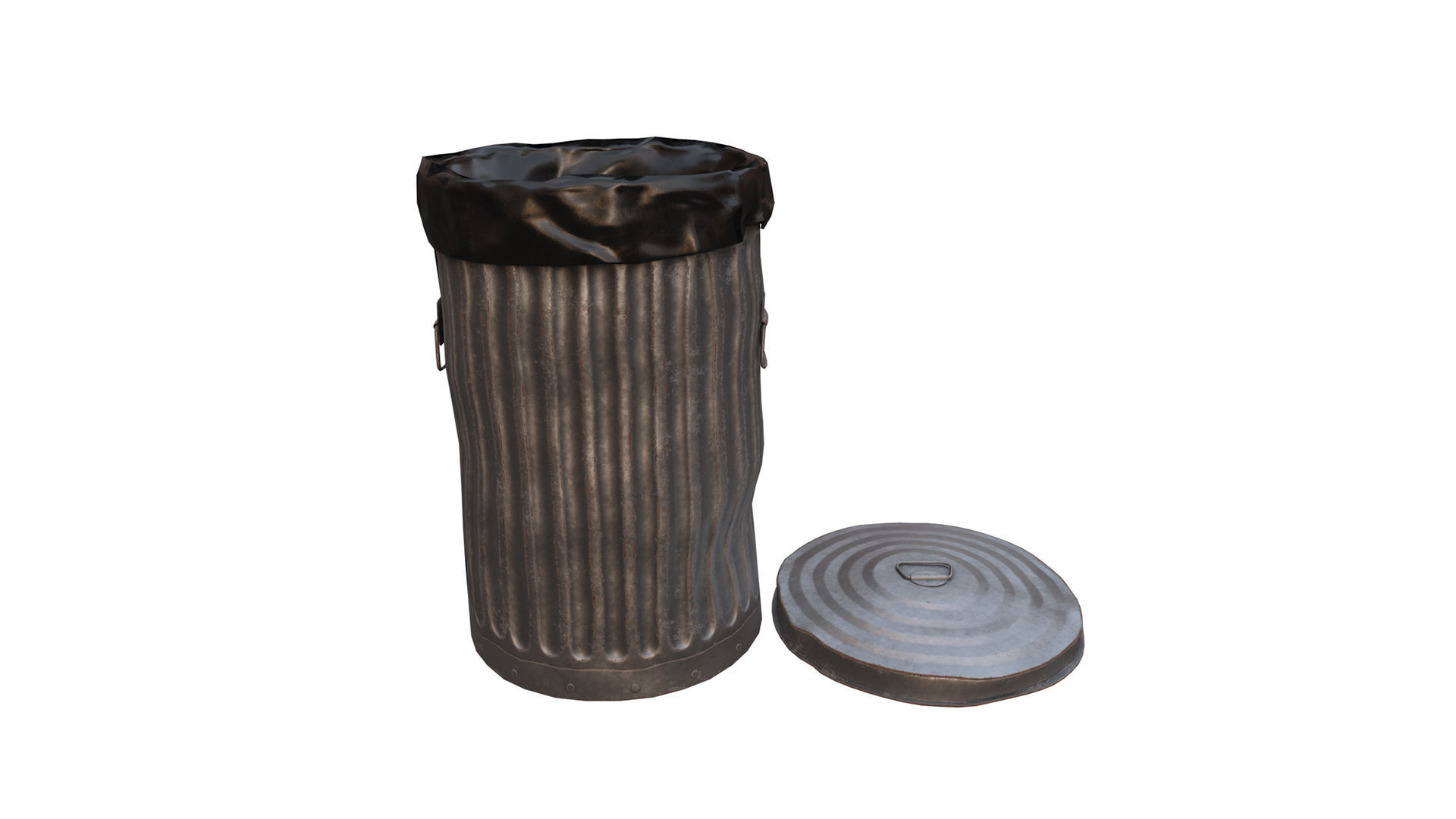 Trash bin and garbage Low-poly 3D model_8