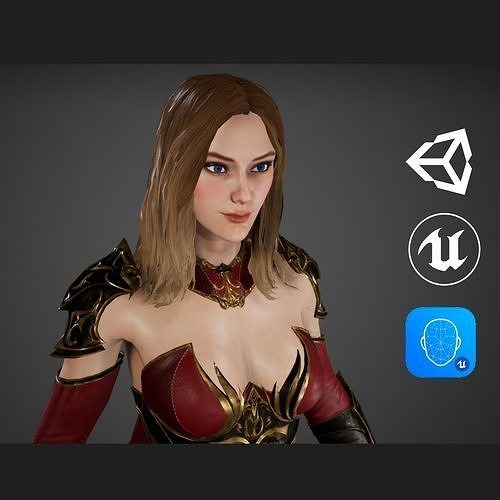 Knight Girl Low-poly 3D model