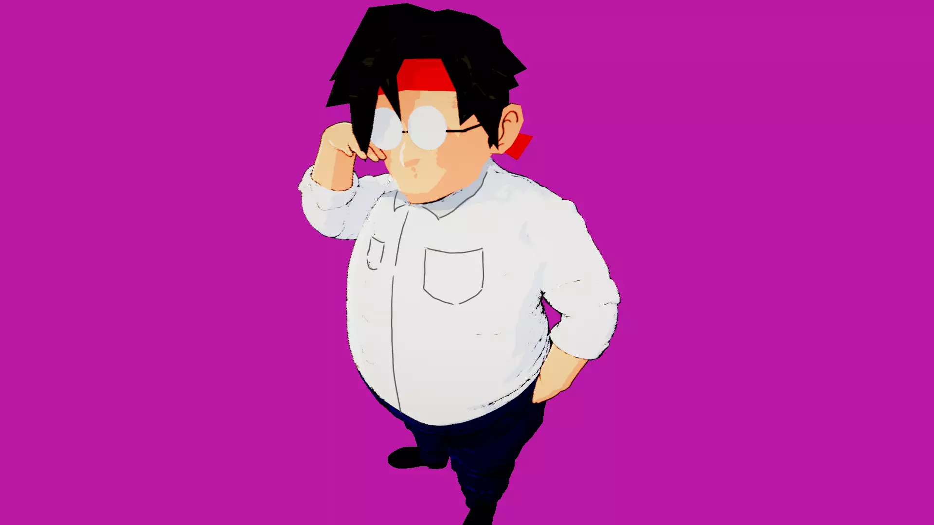 Anime stylized hair HairBand N1 Low-poly 3D model_0