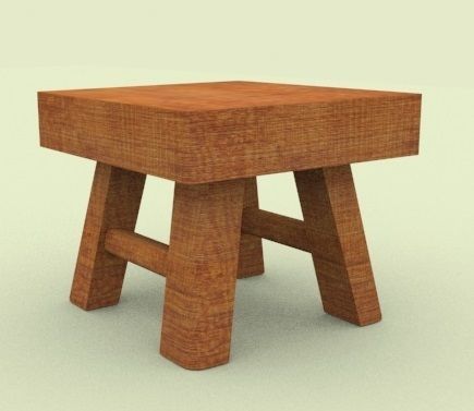 Wooden Stool Low-poly 3D model_1