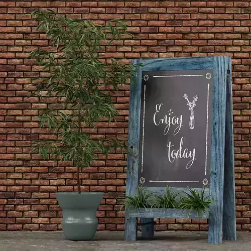 Restaurant chalkboard 06 plants 3D model