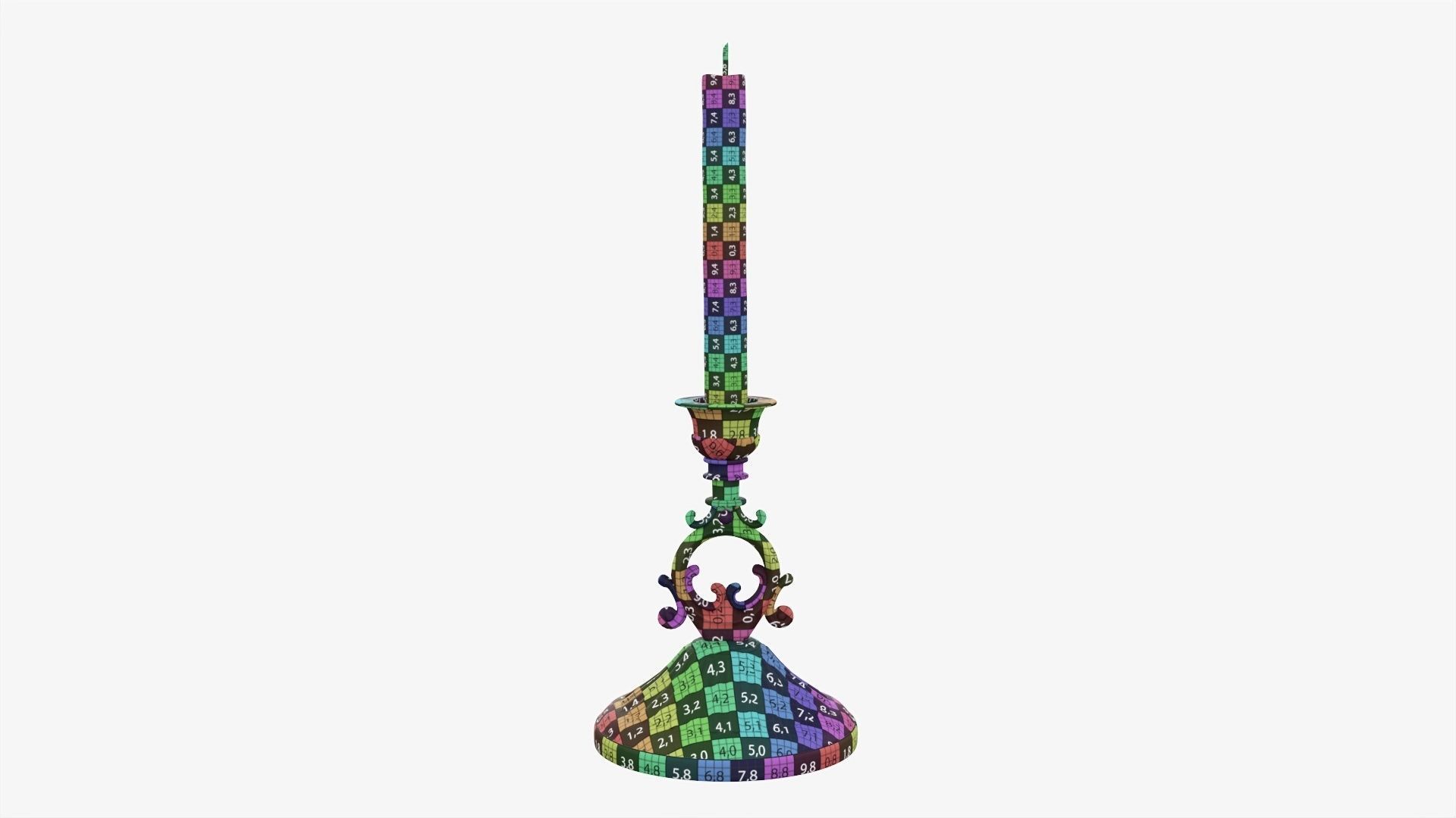 Candlestick with candles antique 07 3D model_12