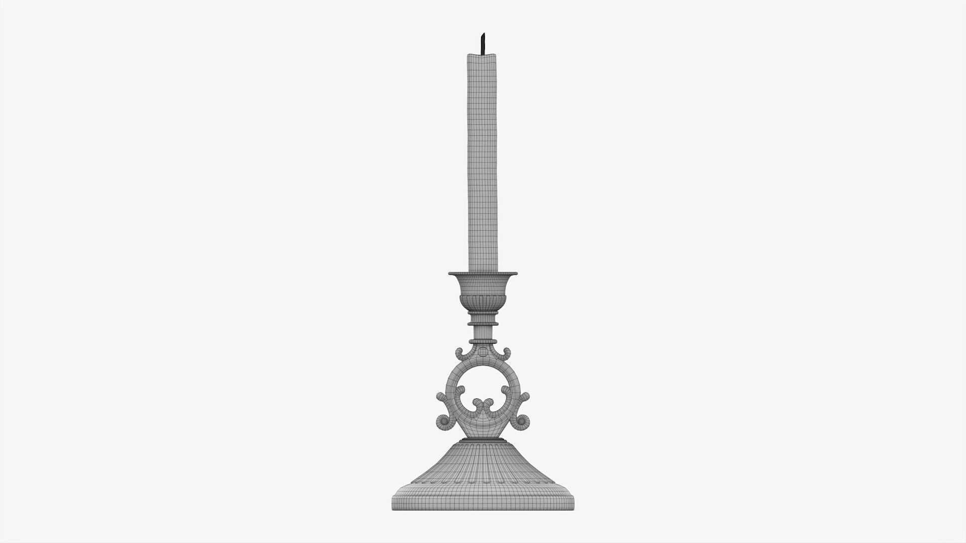 Candlestick with candles antique 07 3D model_9