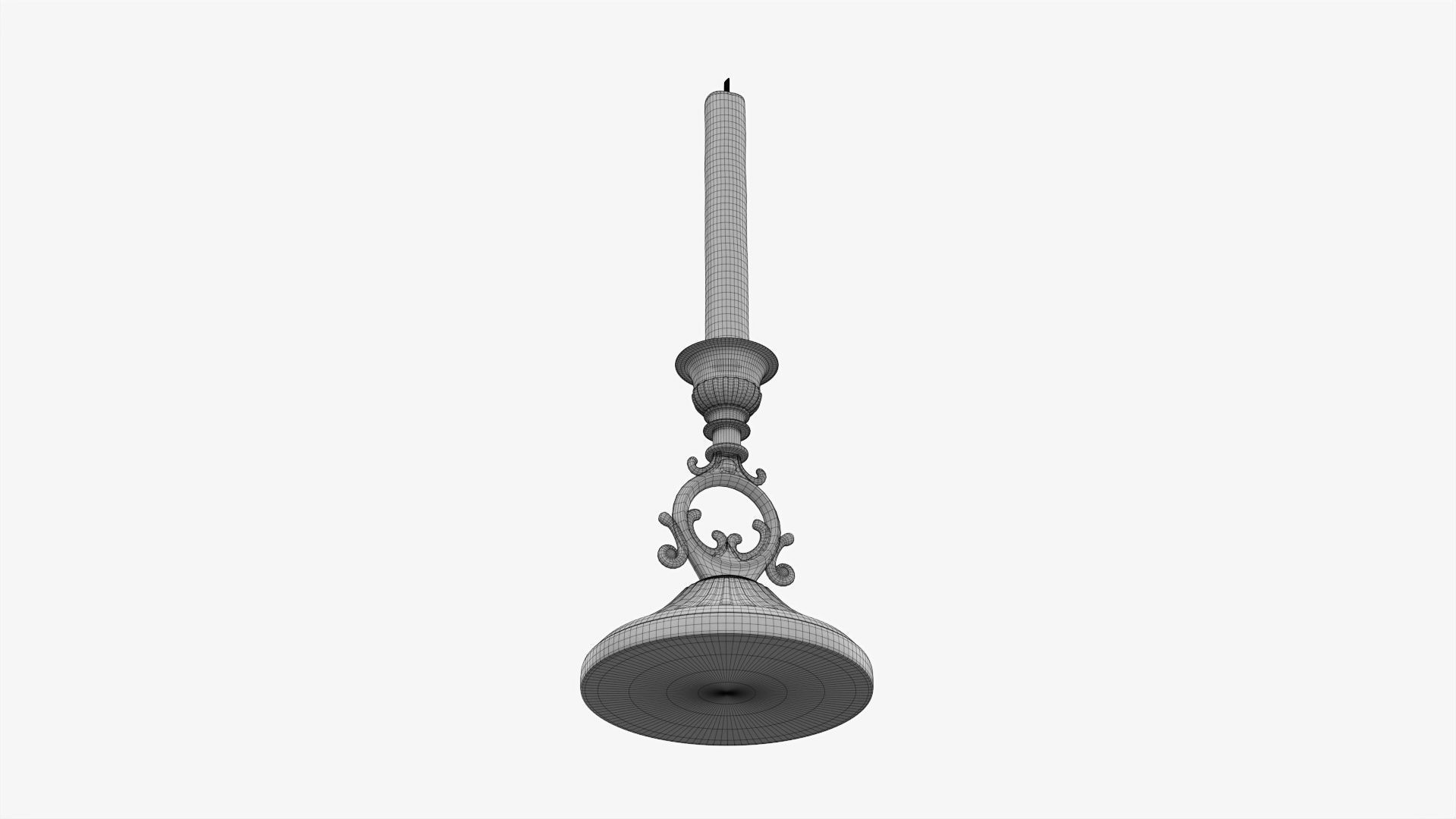 Candlestick with candles antique 07 3D model_8