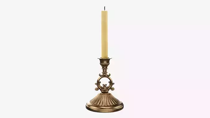 Candlestick with candles antique 07 3D model