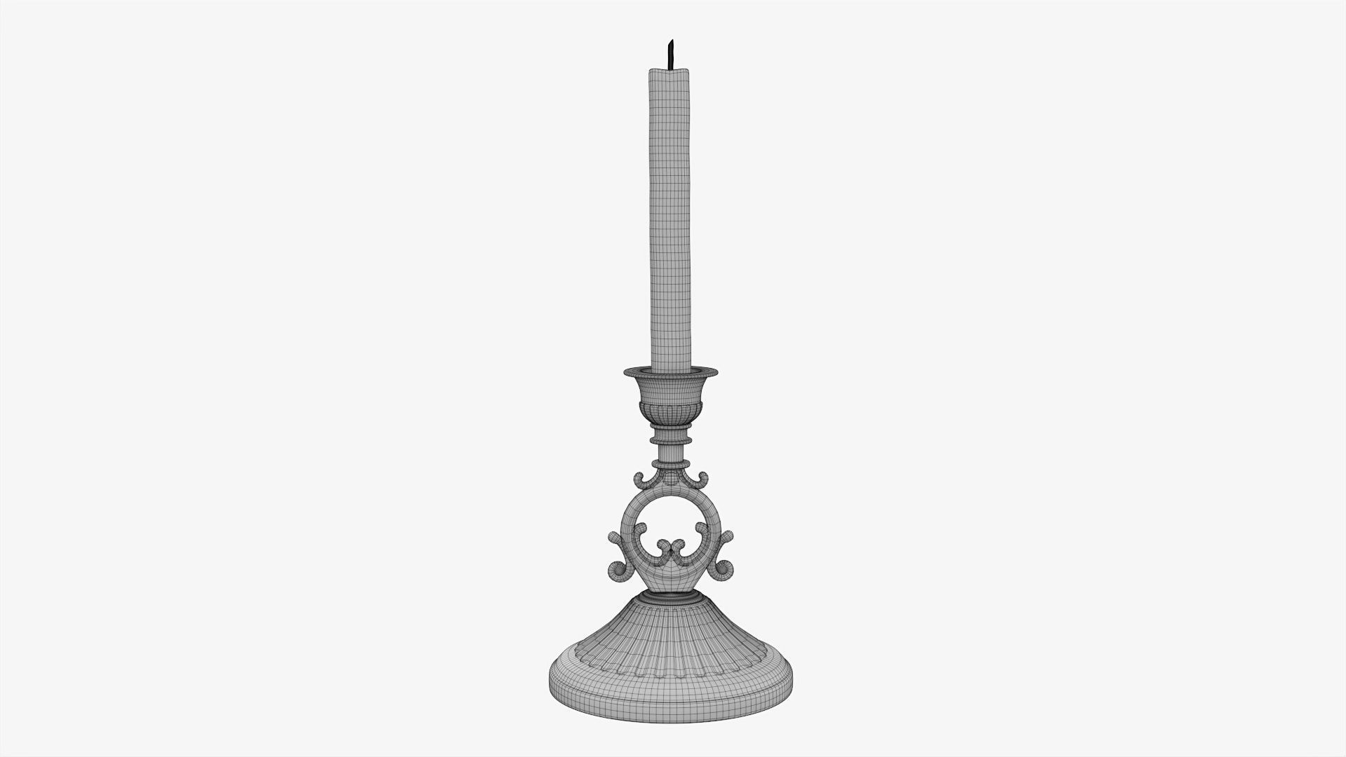 Candlestick with candles antique 07 3D model_6