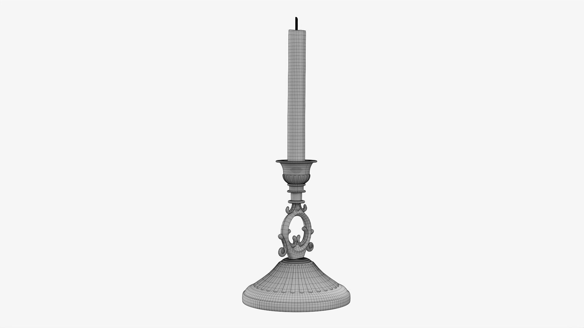 Candlestick with candles antique 07 3D model_7