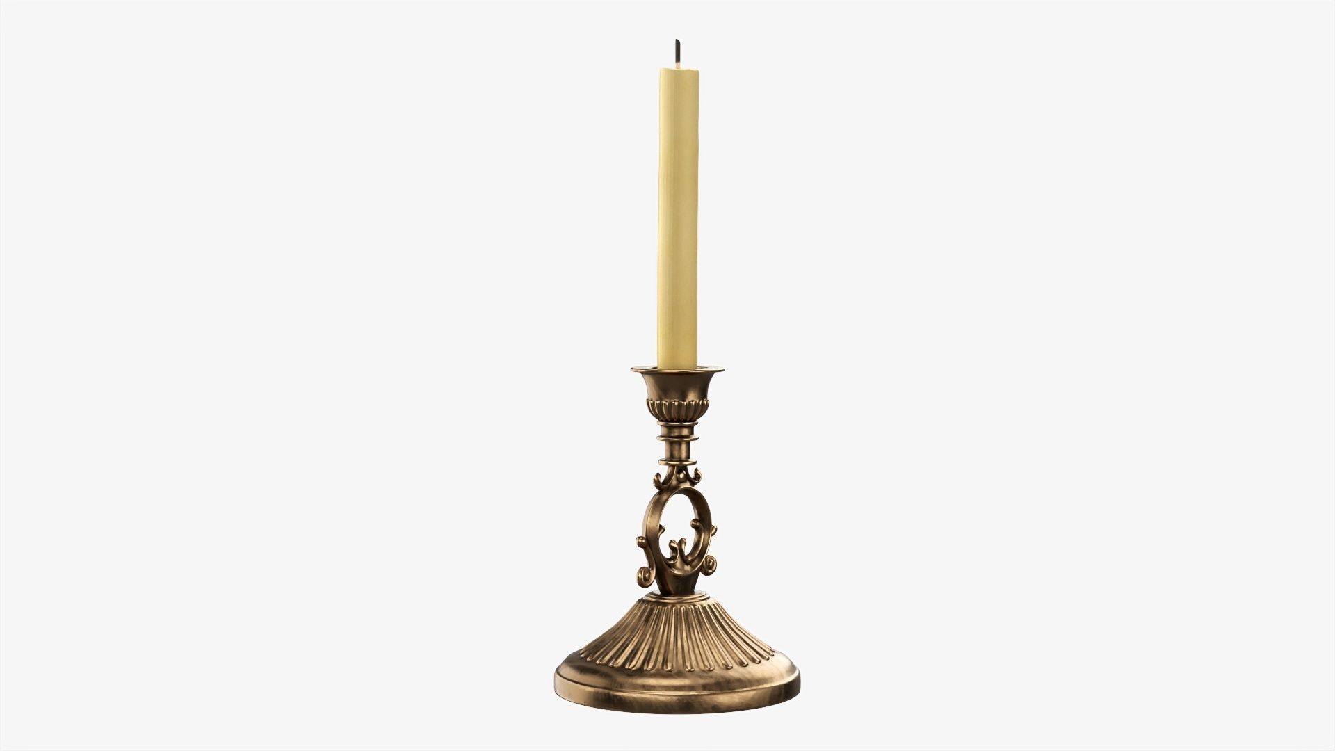 Candlestick with candles antique 07 3D model_1