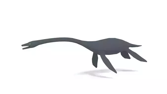 Low Poly Cartoon Plesiosaurus Dinosaur