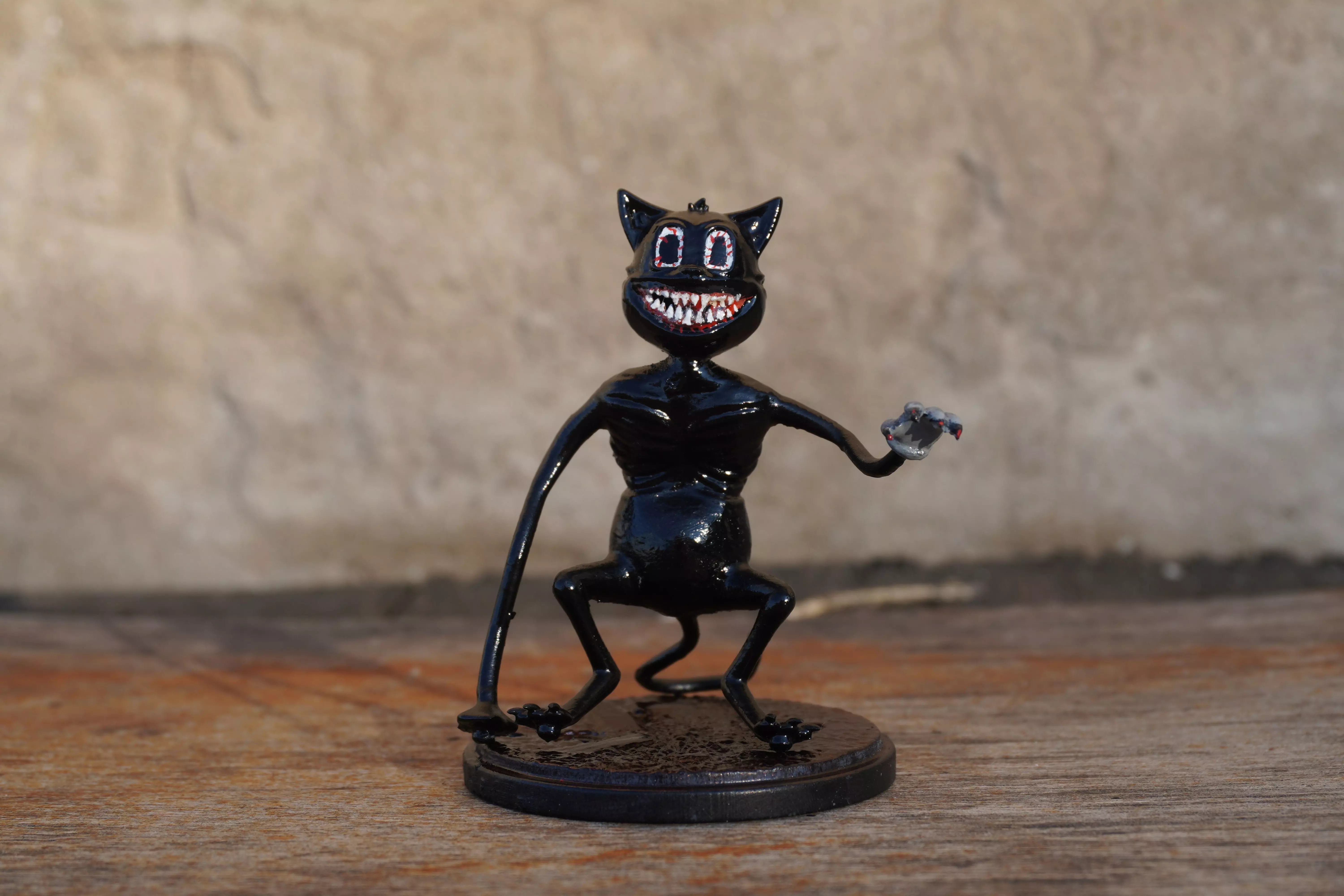 cartoon cat with stand 3D print model