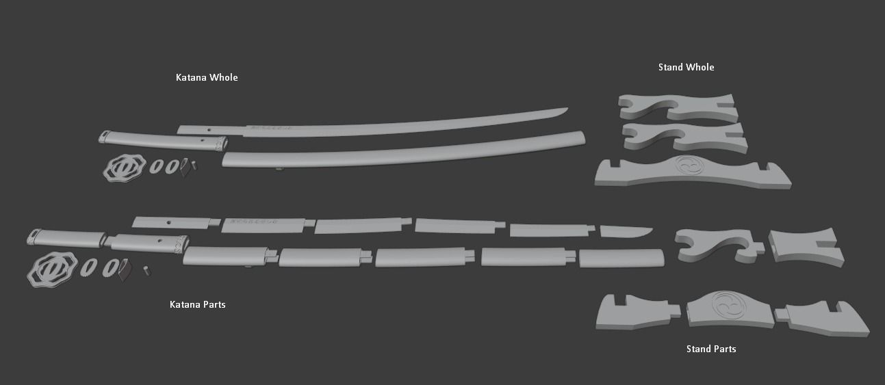 Ronin Katana With Stand 3D print model_8