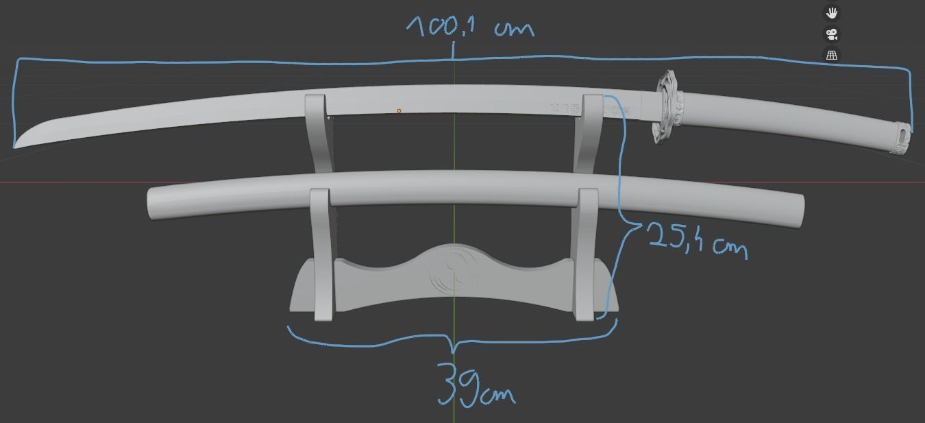 Ronin Katana With Stand 3D print model_14