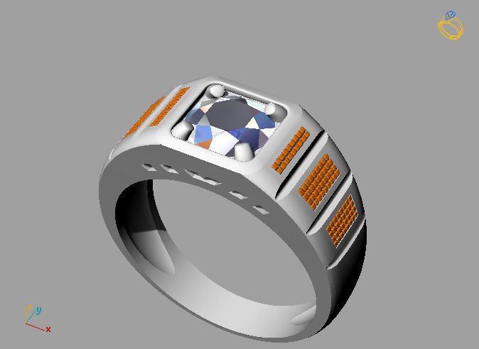 Man ring qube diamond 3D print model_5