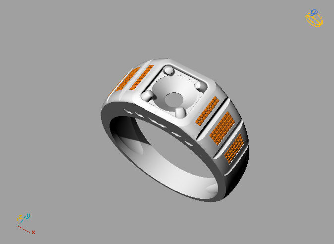 Man ring qube diamond 3D print model_13