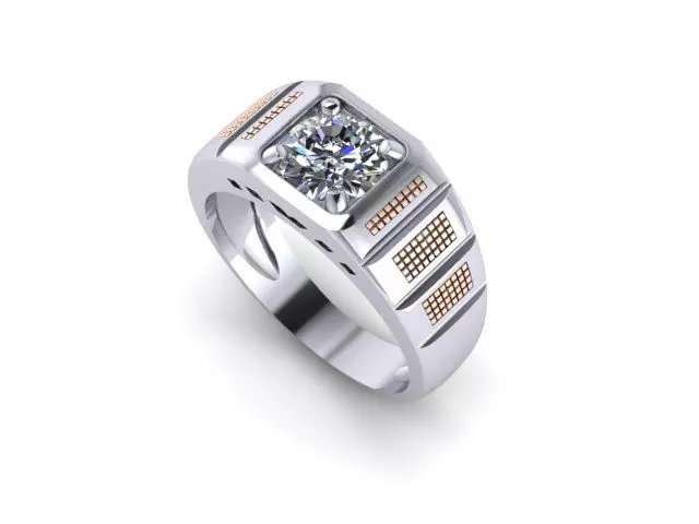 Man ring qube diamond 3D print model_0