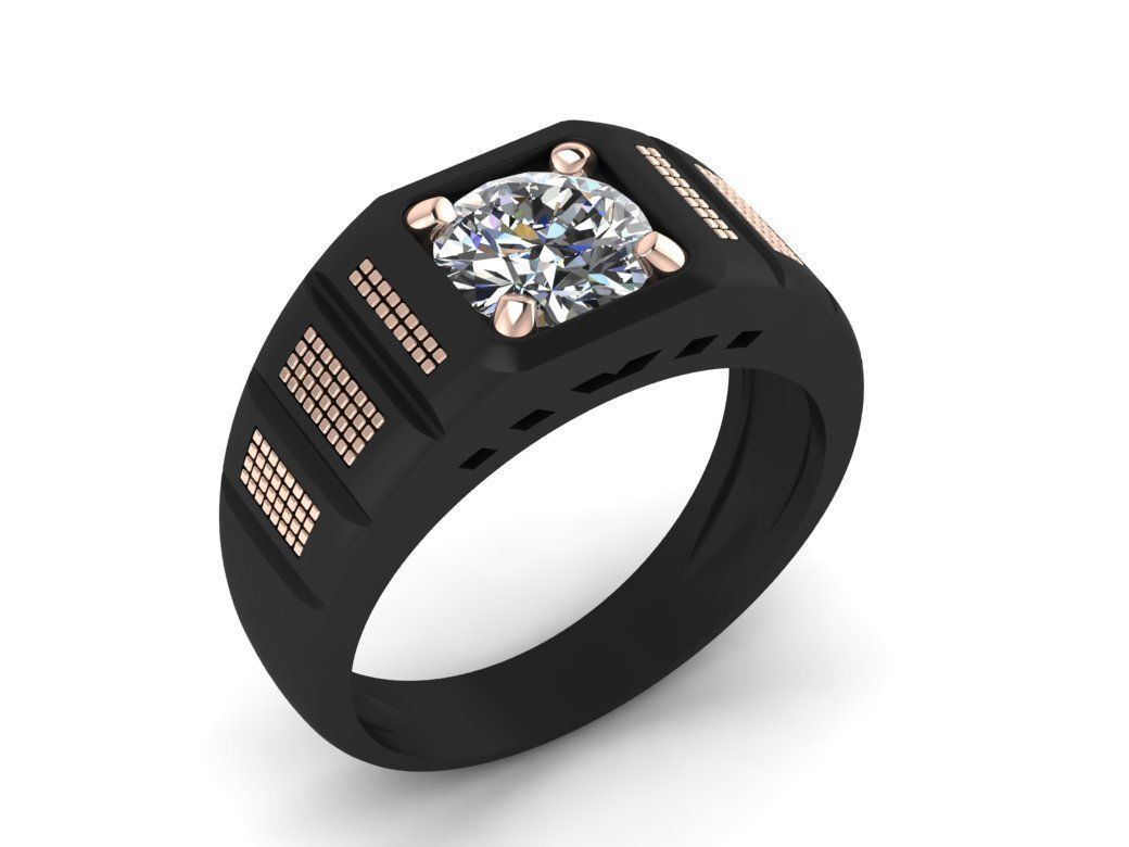 Man ring qube diamond 3D print model_3