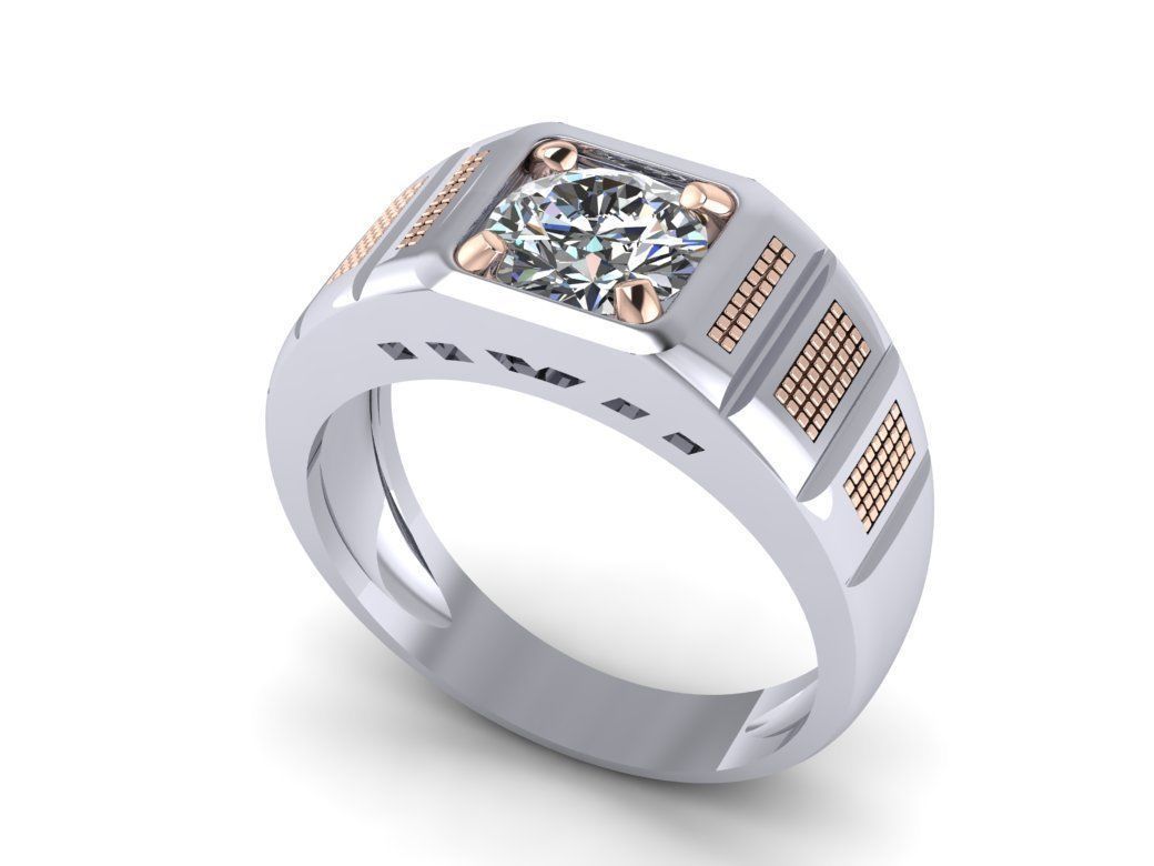 Man ring qube diamond 3D print model_1