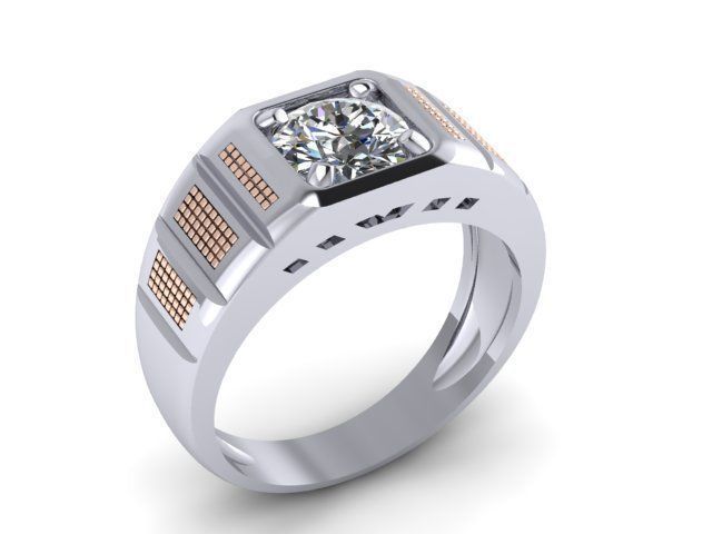 Man ring qube diamond 3D print model_2