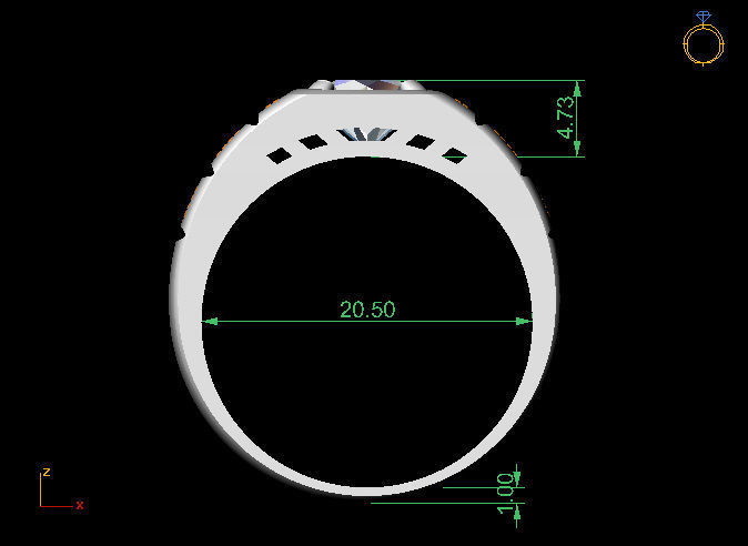 Man ring qube diamond 3D print model_10