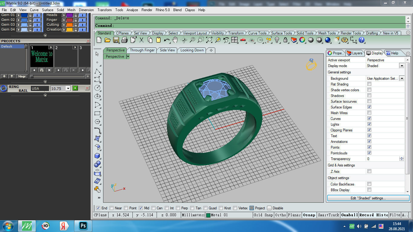 Man ring qube diamond 3D print model_6