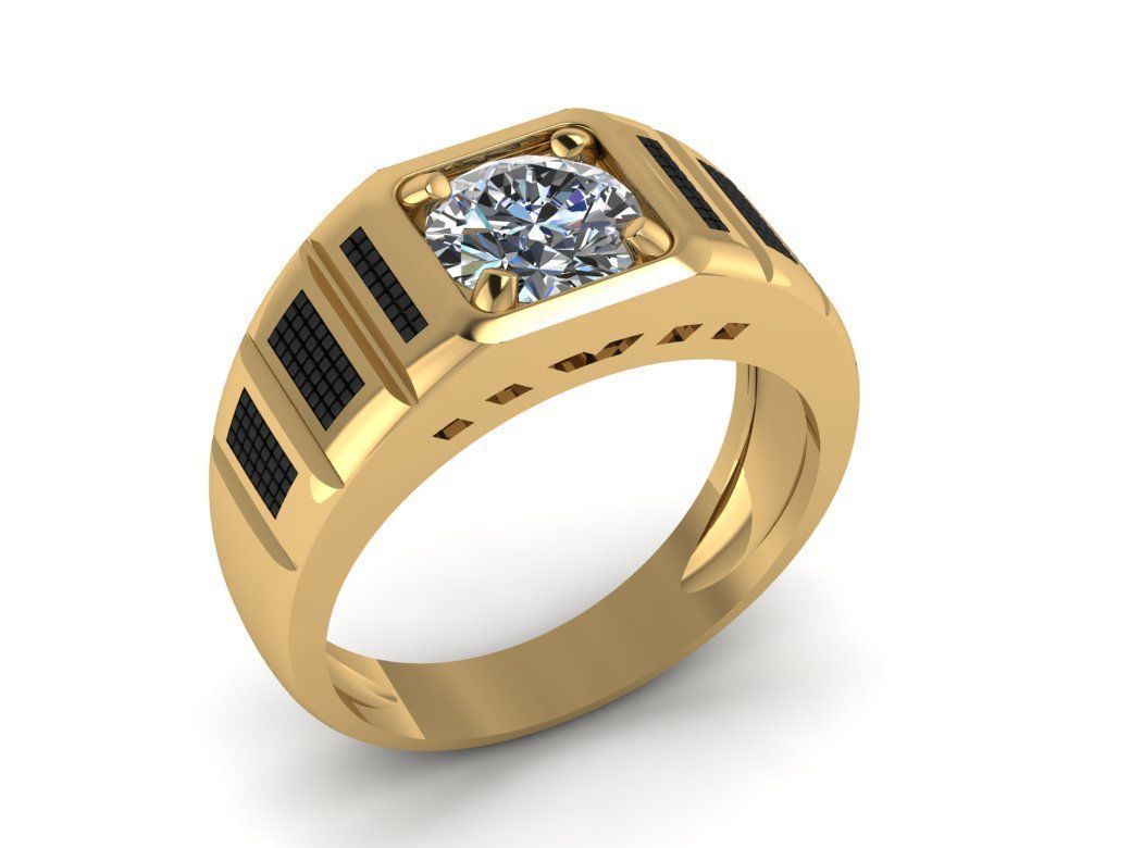 Man ring qube diamond 3D print model_4