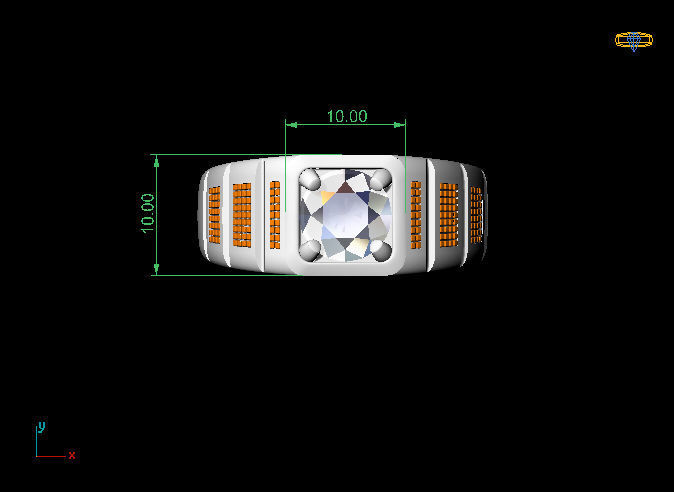 Man ring qube diamond 3D print model_12