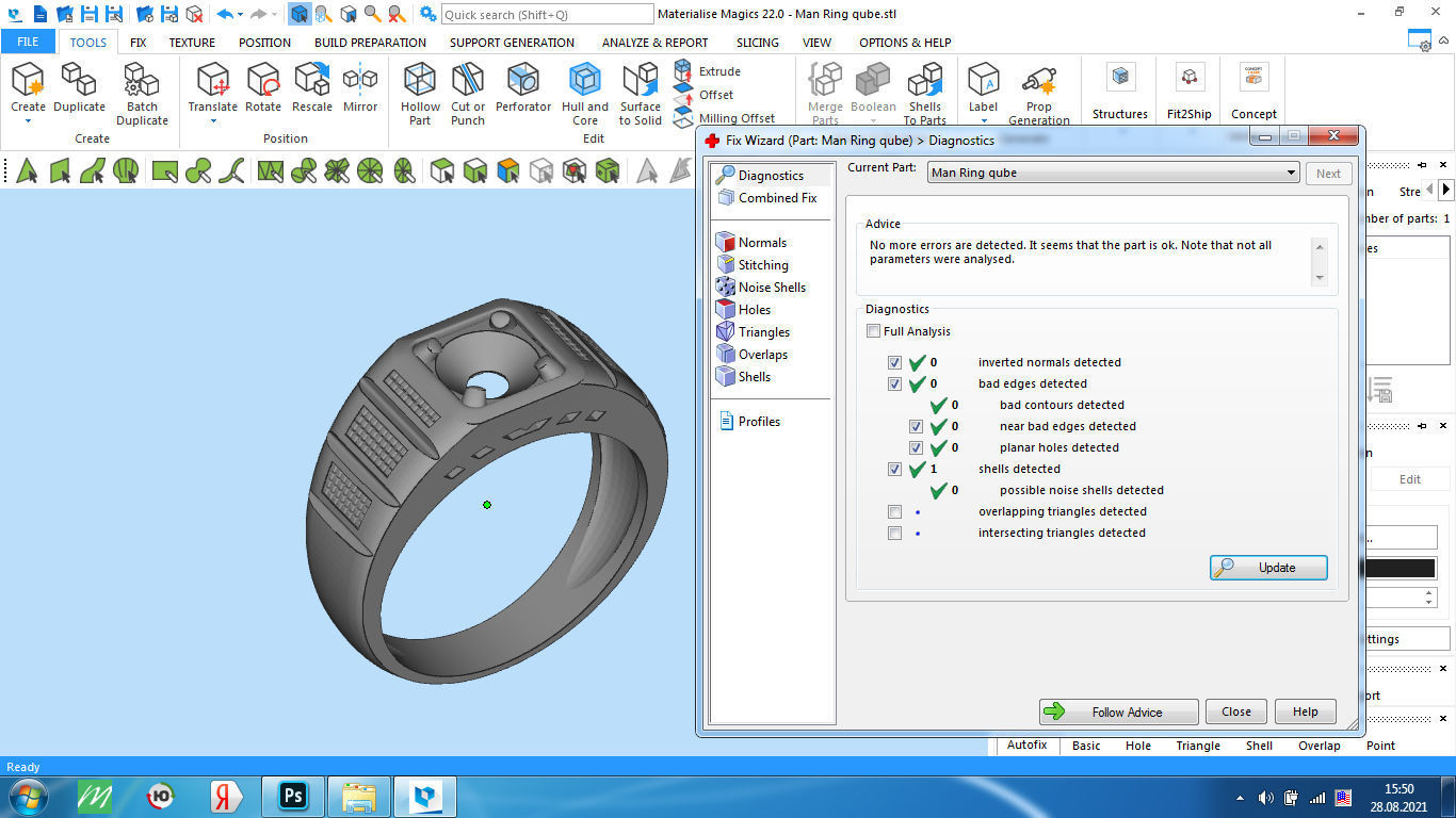 Man ring qube diamond 3D print model_7