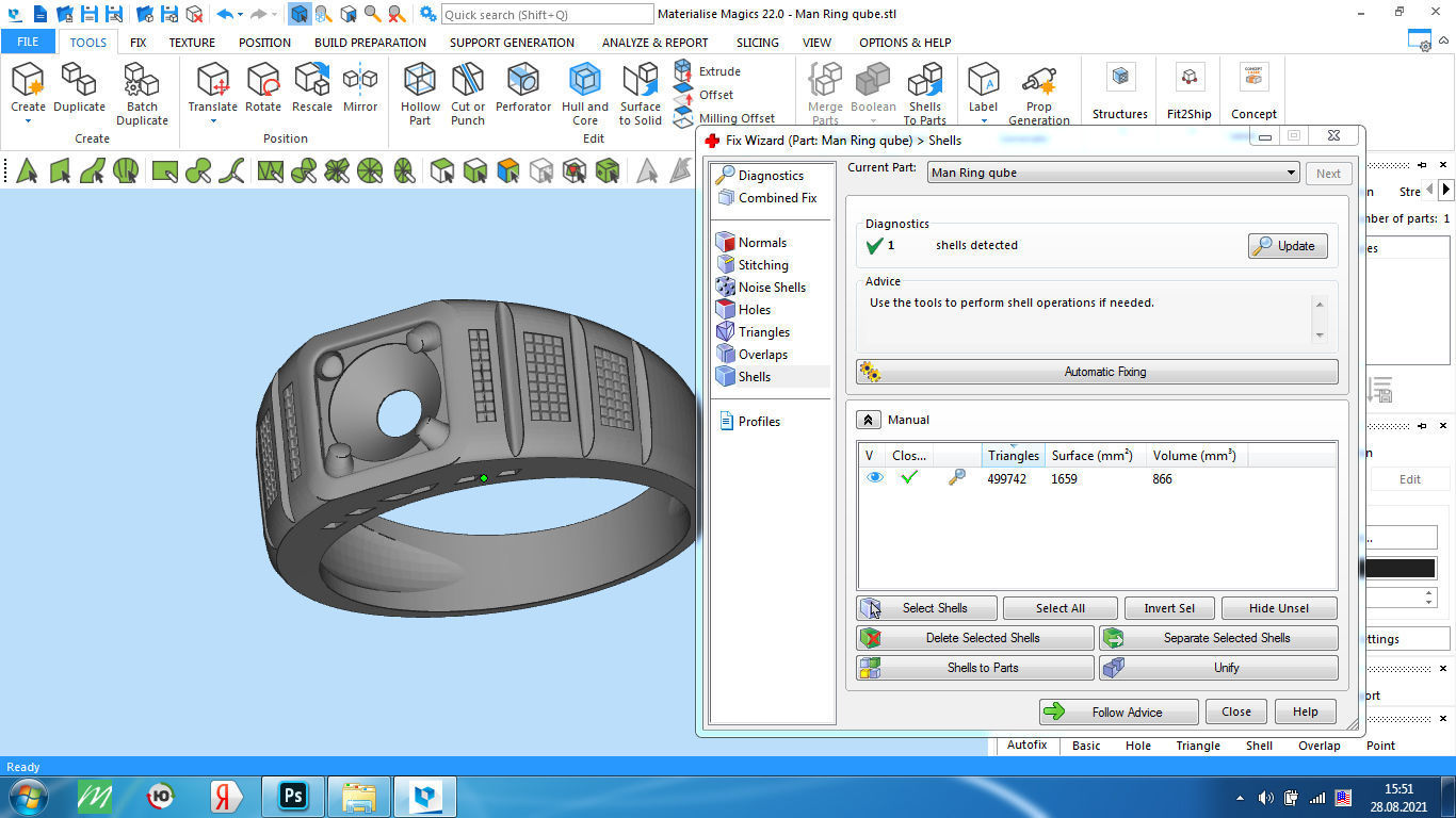 Man ring qube diamond 3D print model_8