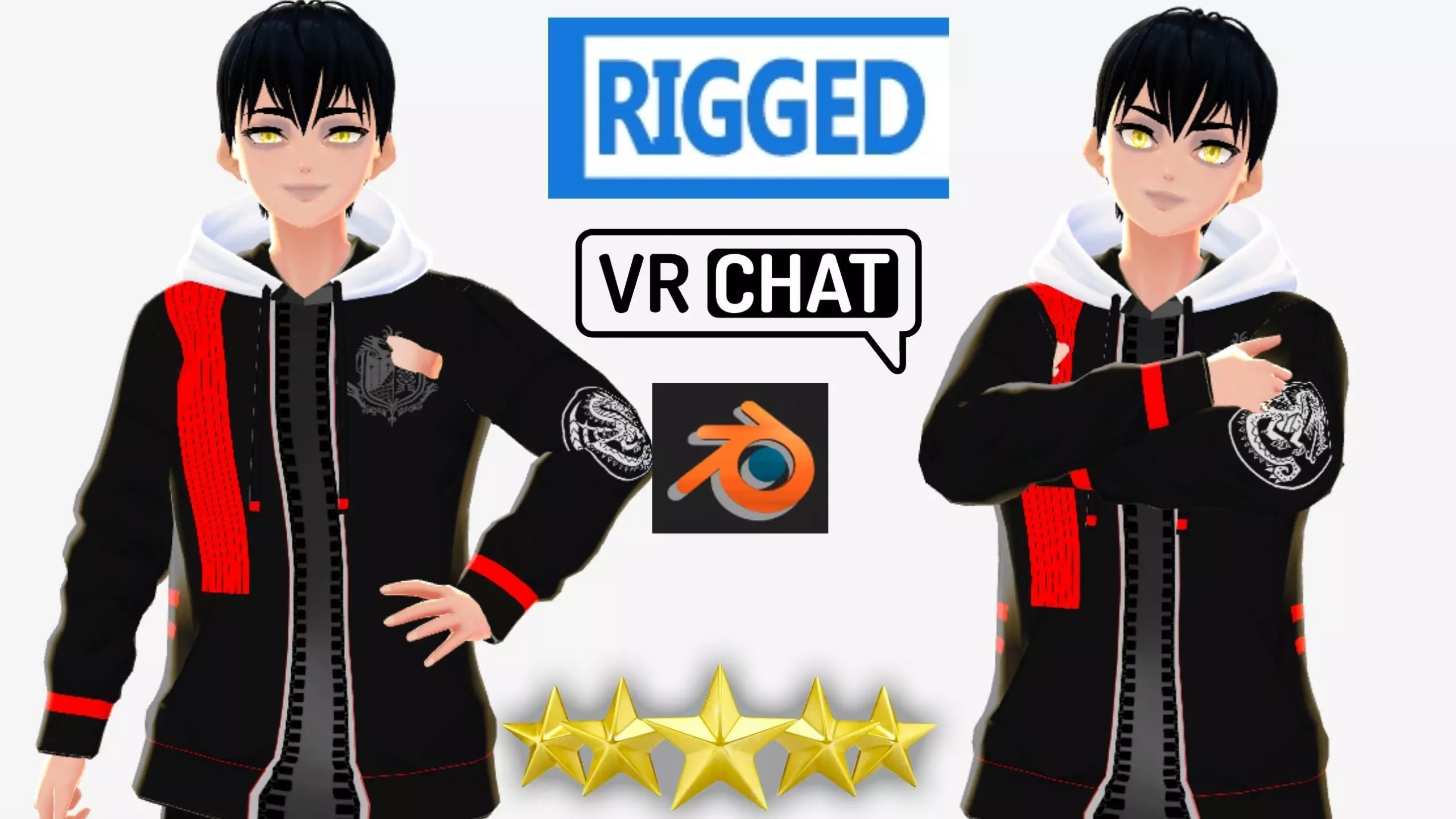 cute anime boy character c9 Low-poly 3D model_0