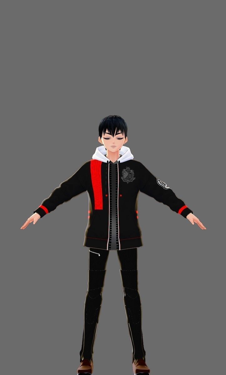 cute anime boy character c9 Low-poly 3D model_1