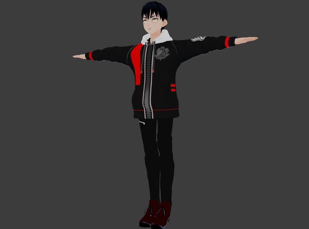 cute anime boy character c9 Low-poly 3D model_8
