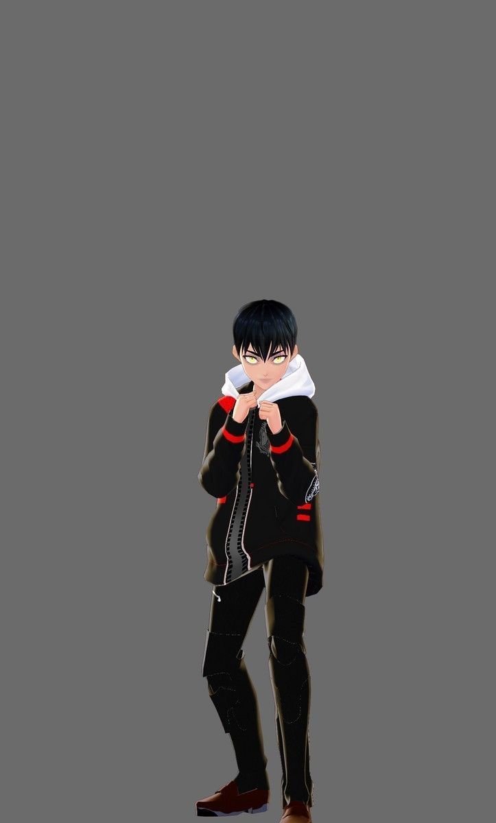 cute anime boy character c9 Low-poly 3D model_2