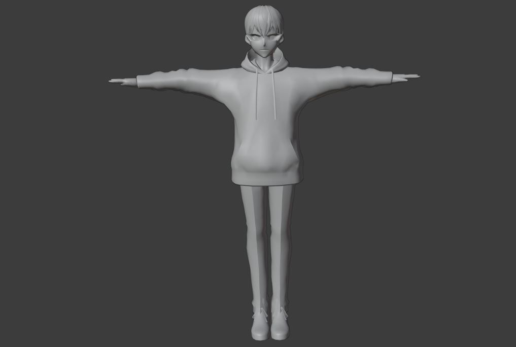 cute anime boy character c9 Low-poly 3D model_15