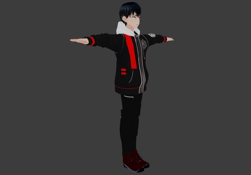 cute anime boy character c9 Low-poly 3D model_5