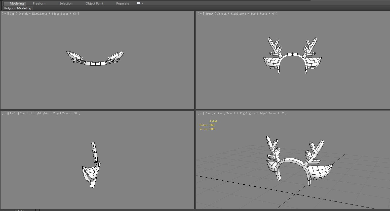 Cartoon elk antlers decoration - Hair band Low-poly 3D model_5