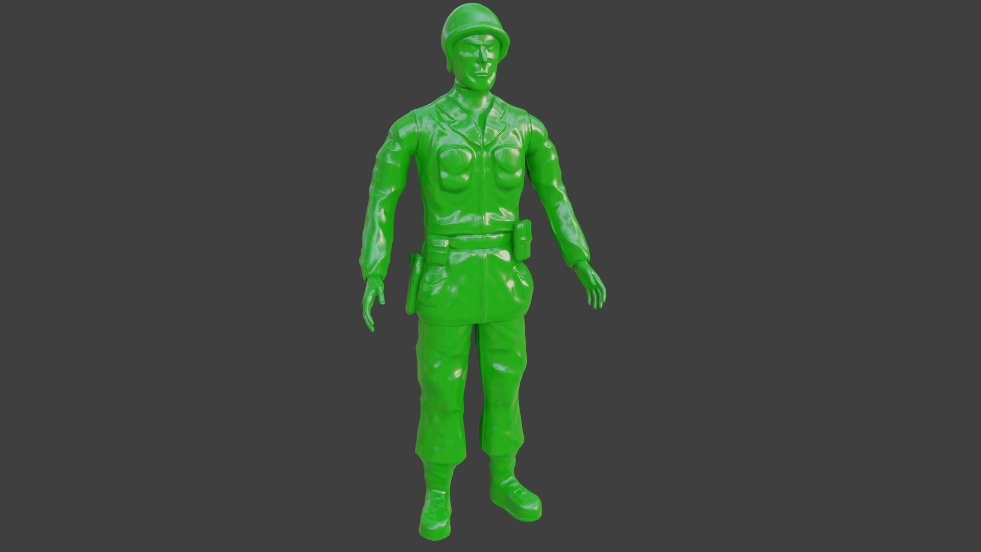 Rigged Green Army Men  Low-poly 3D model_4