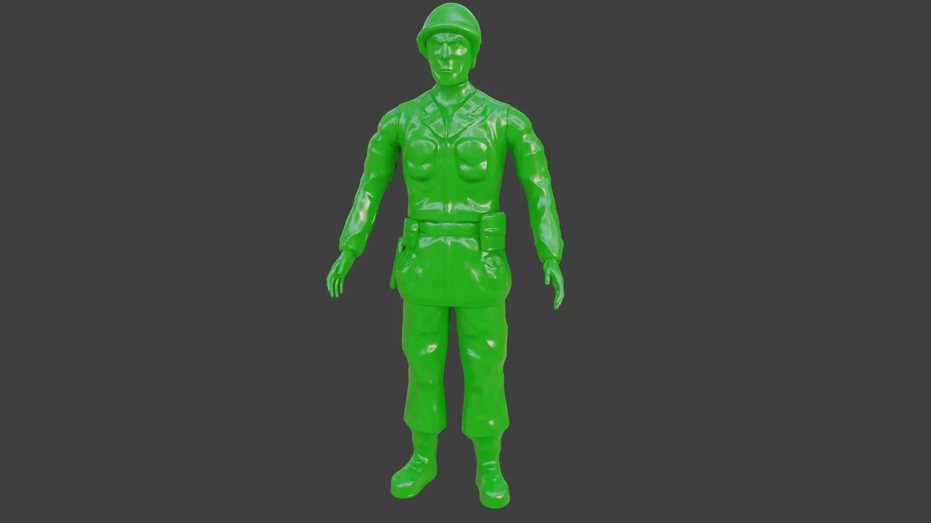 Rigged Green Army Men  Low-poly 3D model_0