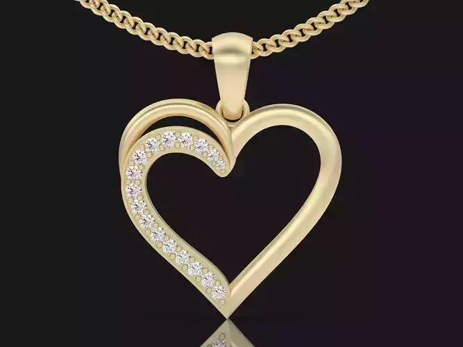 Heart pendant  gold printable jewelry 3D model