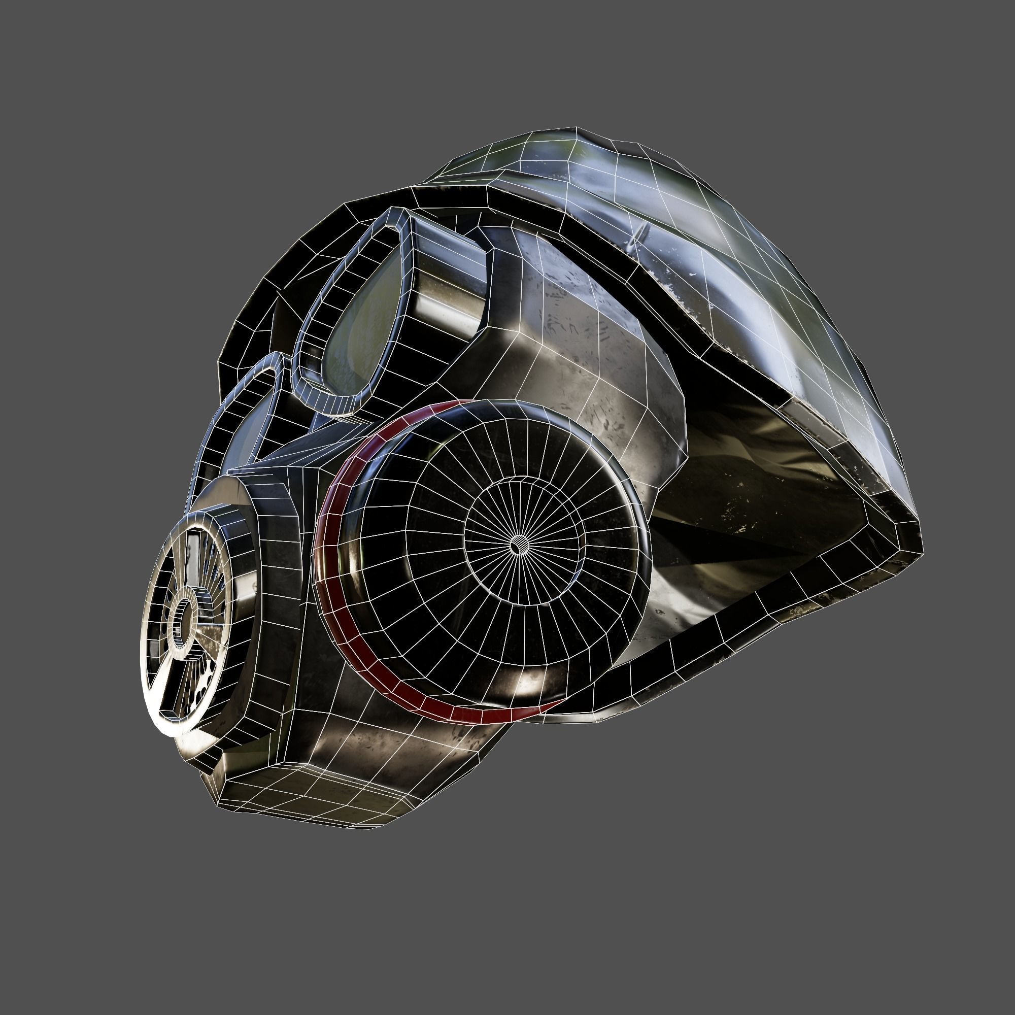 tactical helmet with gas mask Low-poly 3D model_10