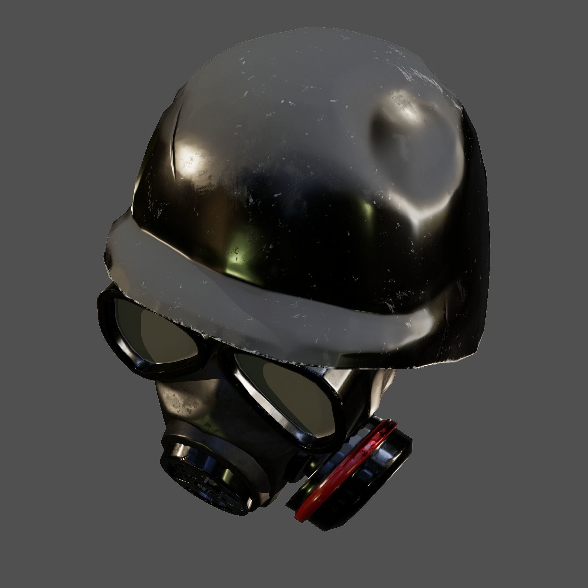 tactical helmet with gas mask Low-poly 3D model_4