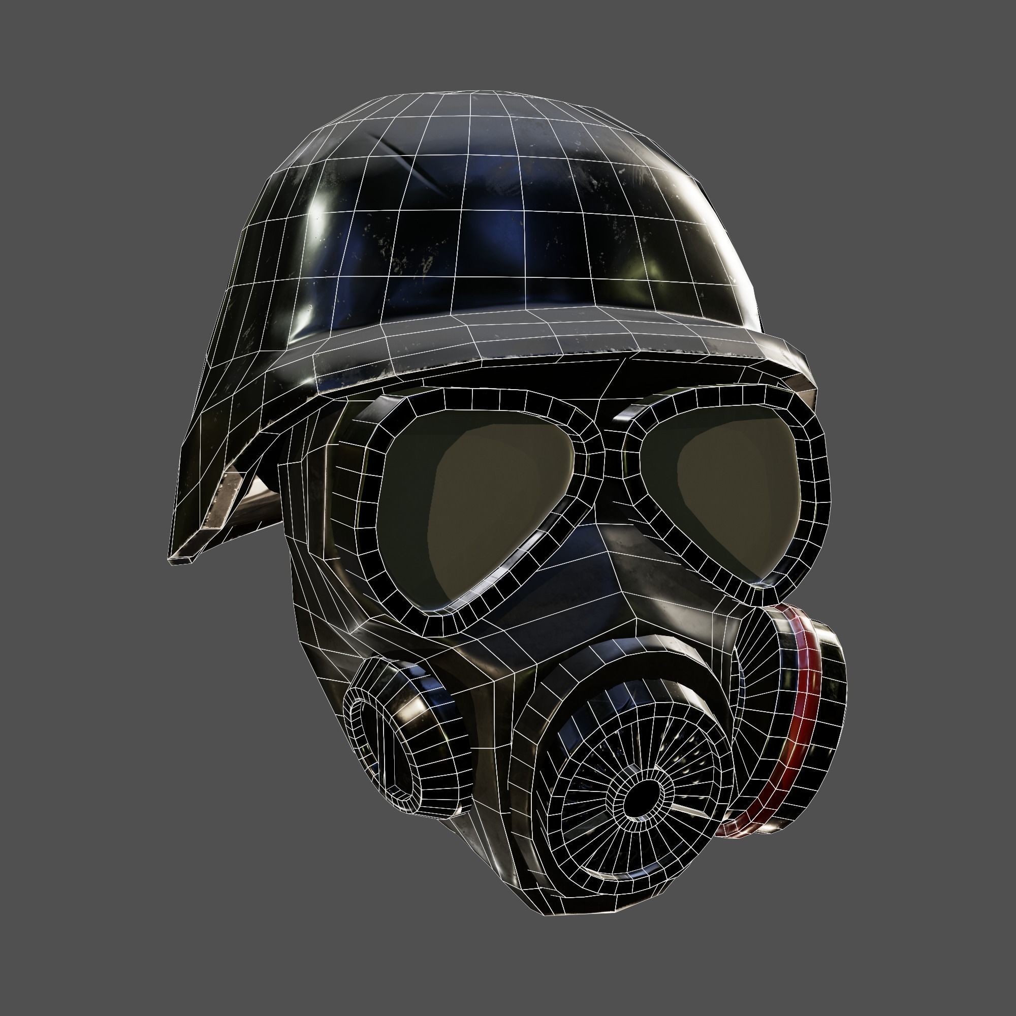 tactical helmet with gas mask Low-poly 3D model_12