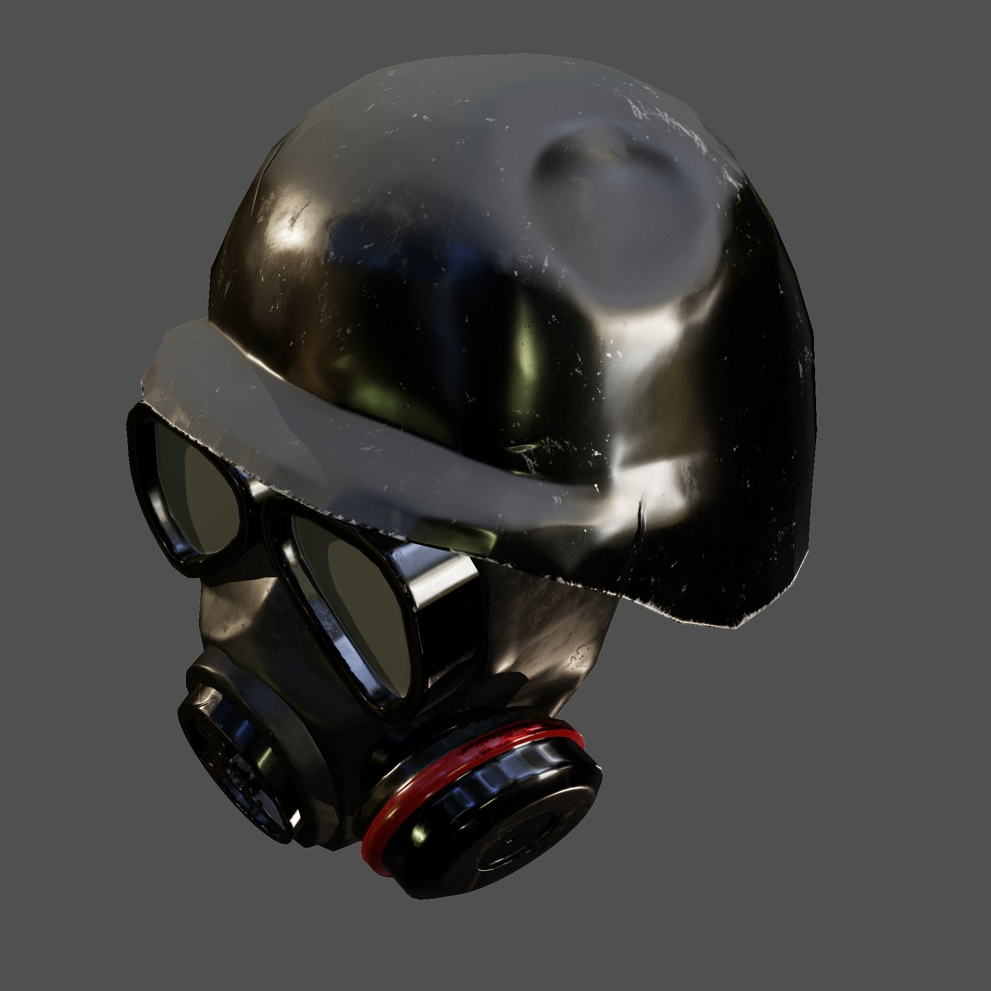 tactical helmet with gas mask Low-poly 3D model_9